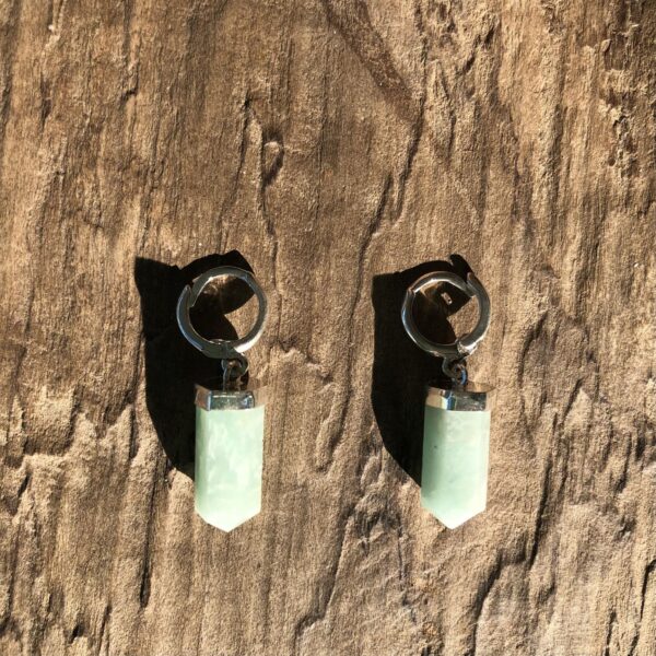 Brincos Argola Amazonita Lapidada e Prata