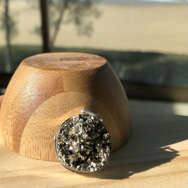 Pingente Pirita circular em Prata 950